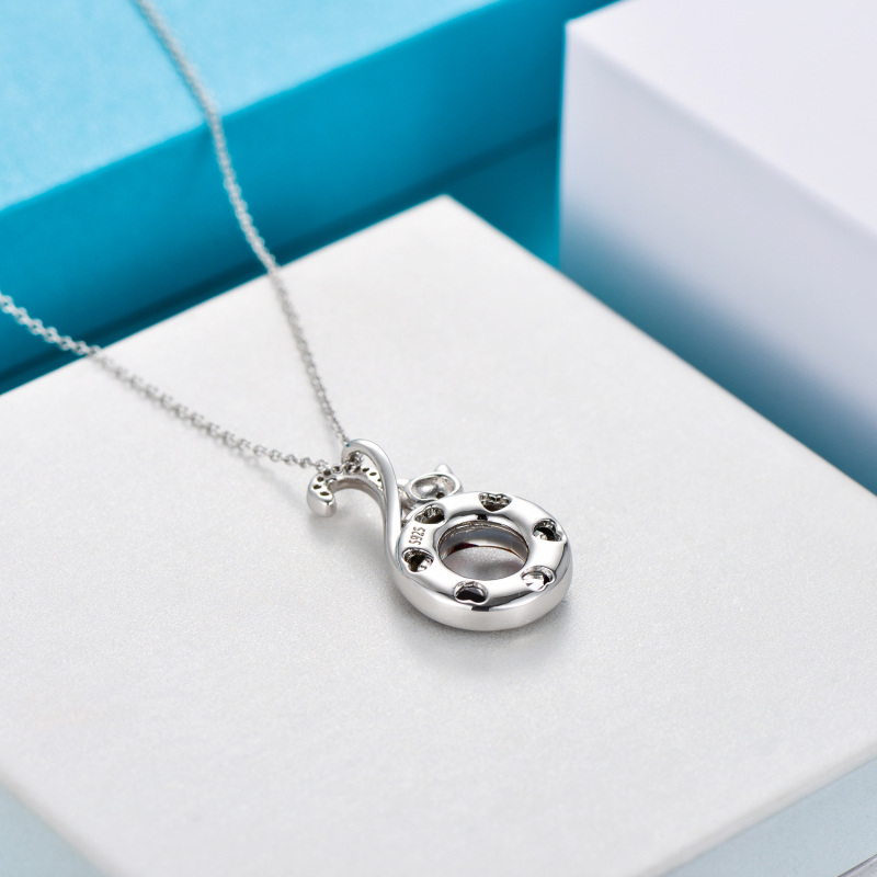Sterling Silver Cat Crystal Necklace for Women-5