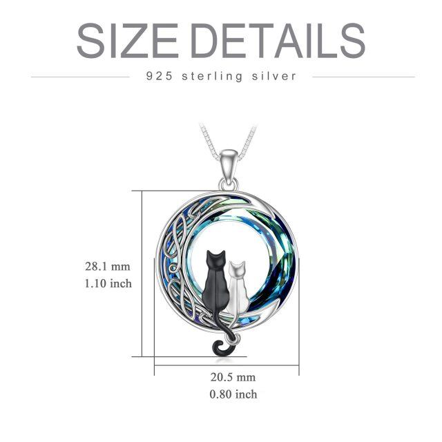 Sterling Silver Cat Crystal Pendant Necklace-5