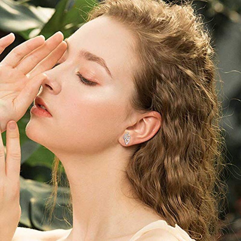 أقراط أذن من الفضة الإسترلينية بتصميم قطة بلونين-2