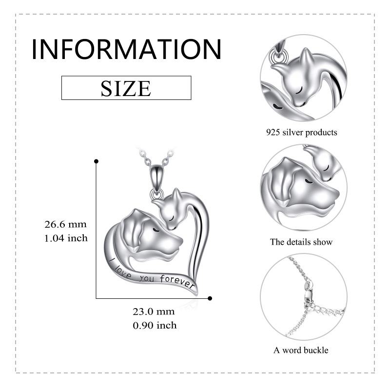 Sterling Silver Cat & Dog Pendant Necklace with Engraved Word-6