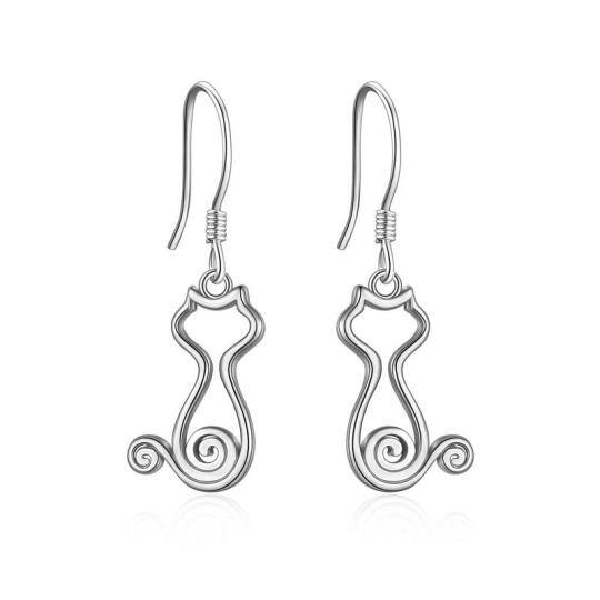 Boucles d'oreilles goutte à goutte en argent Sterling Cat