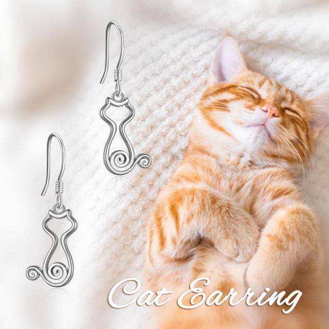 Boucles d'oreilles goutte à goutte en argent Sterling Cat-6