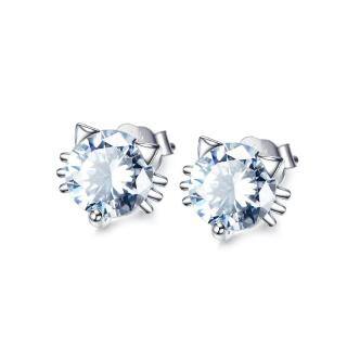 Sterling Silver Cubic Zirconia Stud Earrings-57