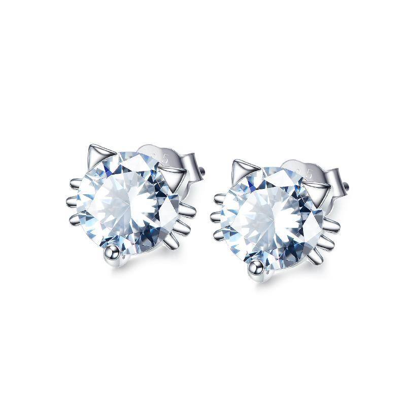 Sterling Silver Cubic Zirconia Stud Earrings-50