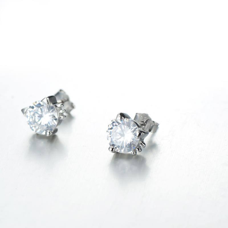 Sterling Silver Cubic Zirconia Stud Earrings-2