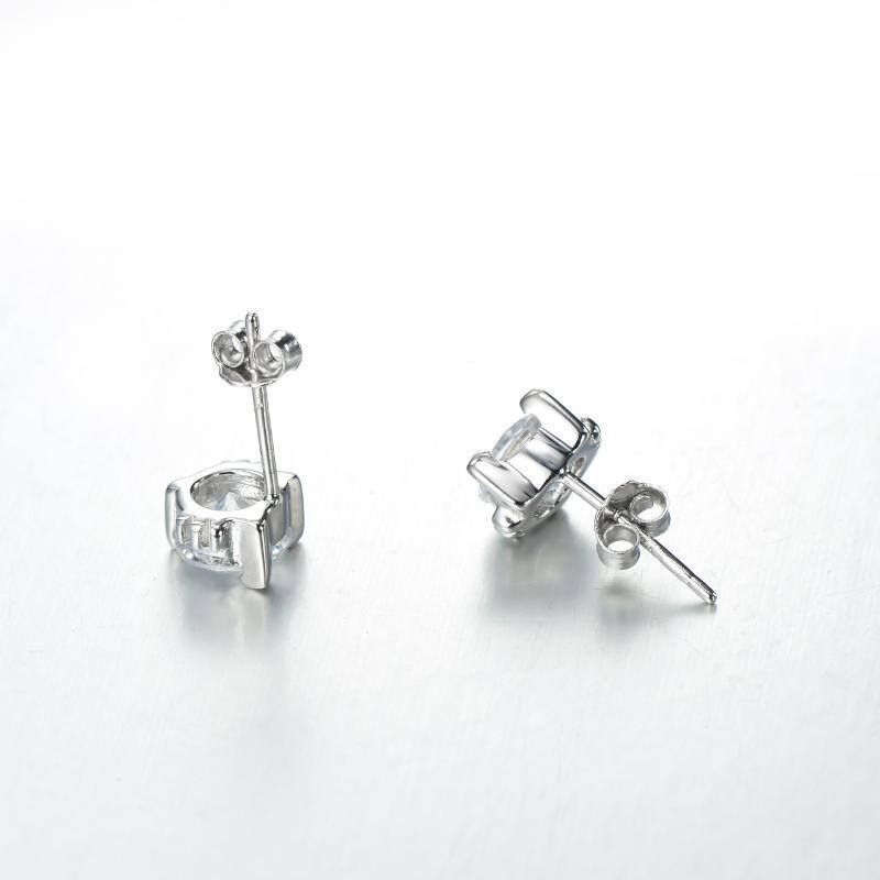 Sterling Silver Cubic Zirconia Stud Earrings-3