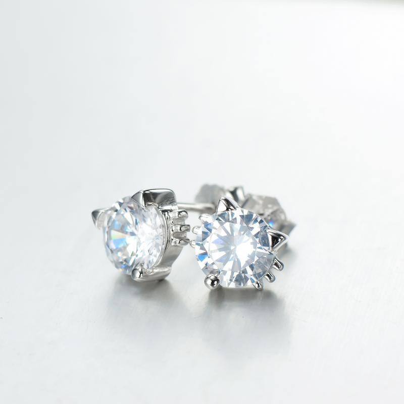 Sterling Silver Cubic Zirconia Stud Earrings-4