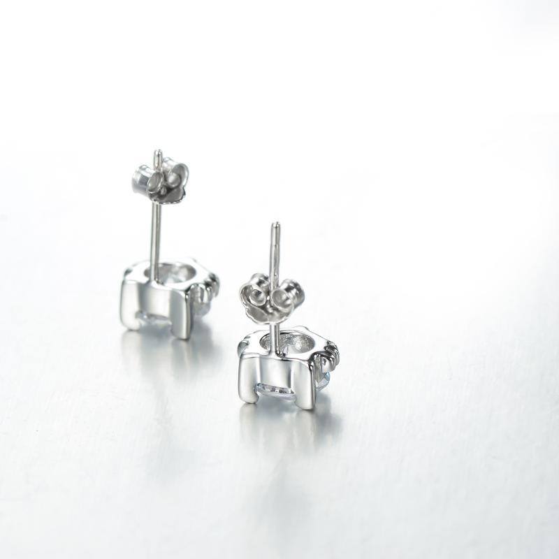 Sterling Silver Cubic Zirconia Stud Earrings-5