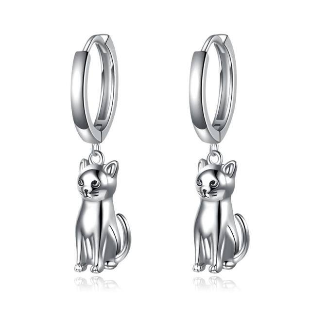 Boucles d'oreilles chat en argent sterling-1