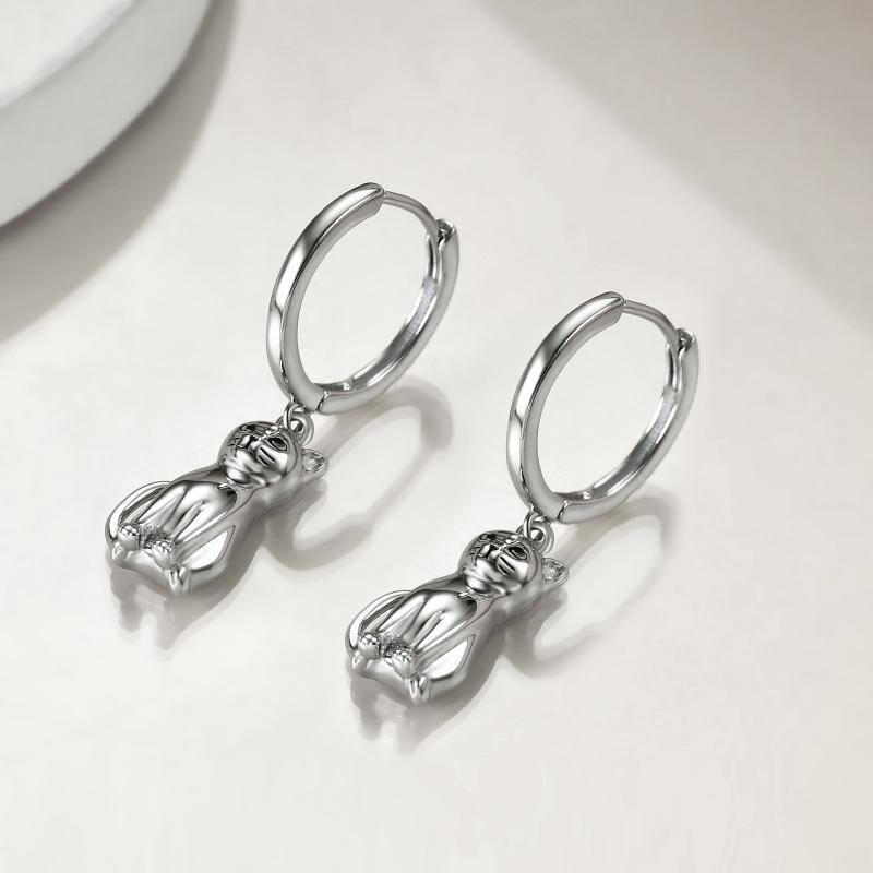 Pendientes Aros Gato Plata de Ley-3