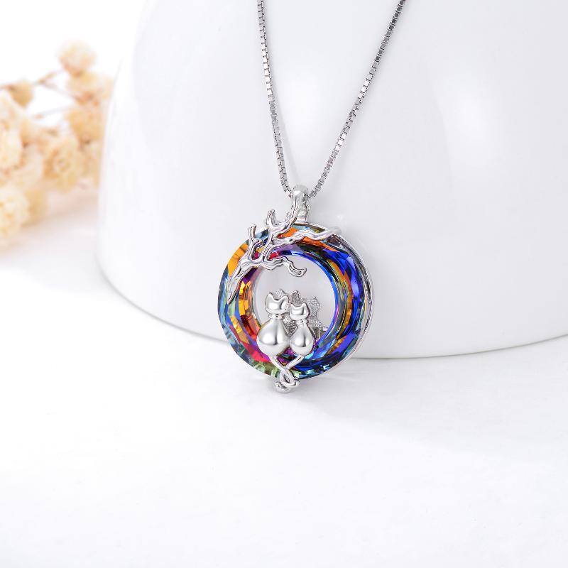 Collier en argent sterling avec pendentif en cristal violet Cat Lovers-3