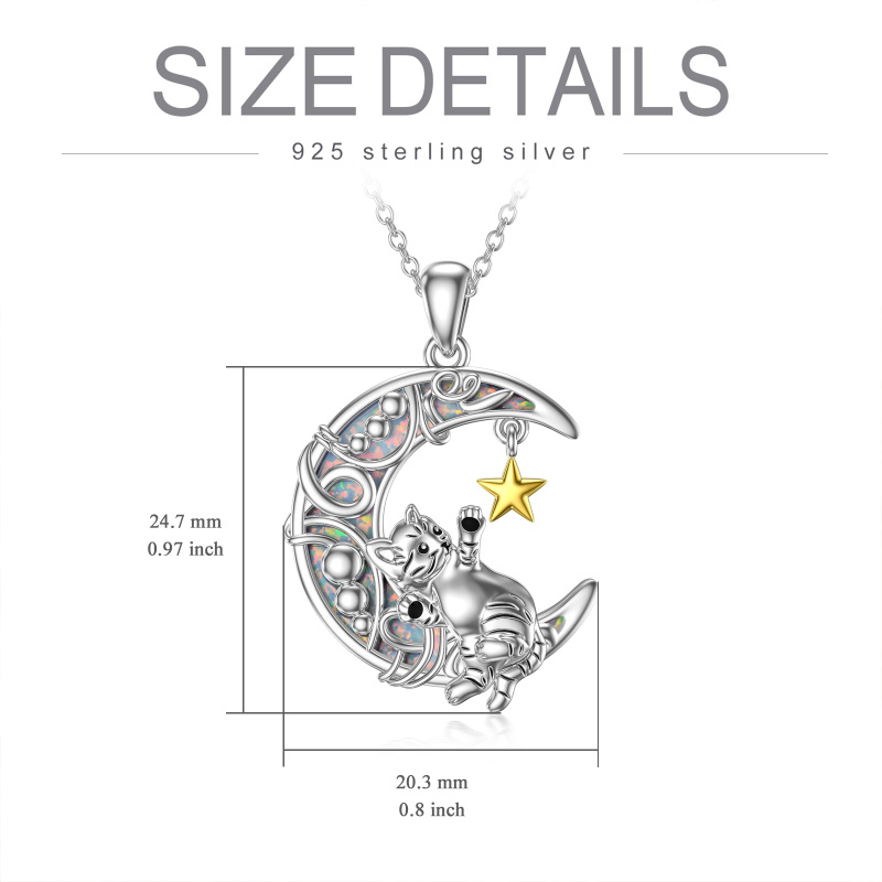 Sterling Silver Cat Moon And Star Pendant Necklace For Women-5