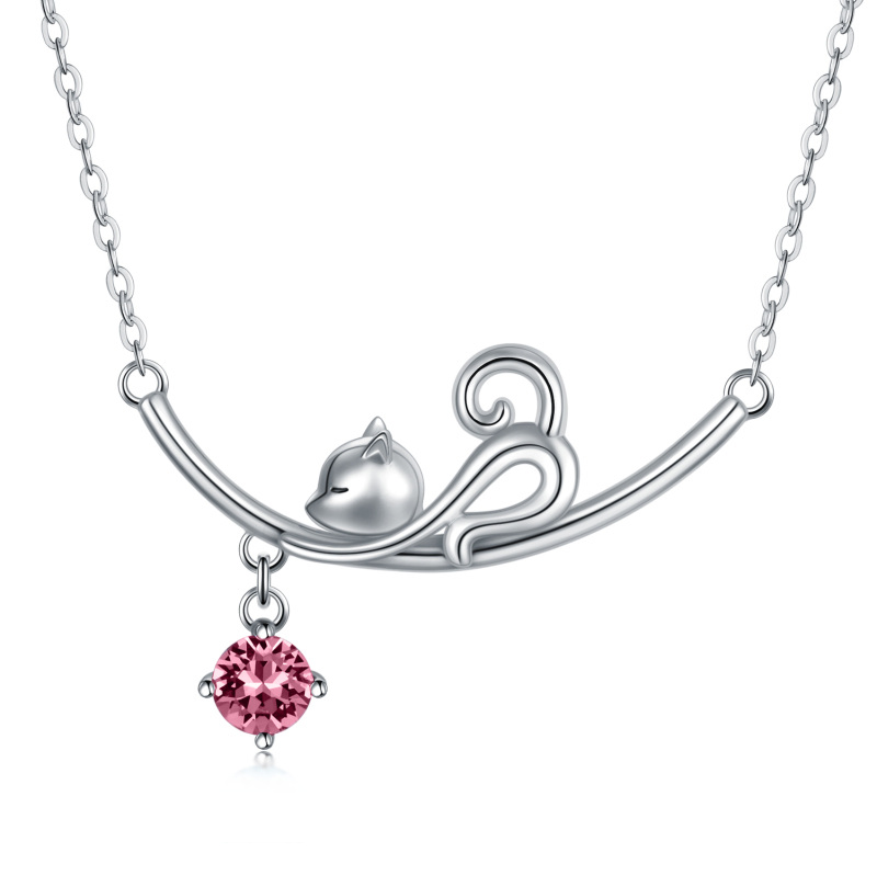 Colar de gato de zircônia cúbica de prata esterlina para mulheres-12