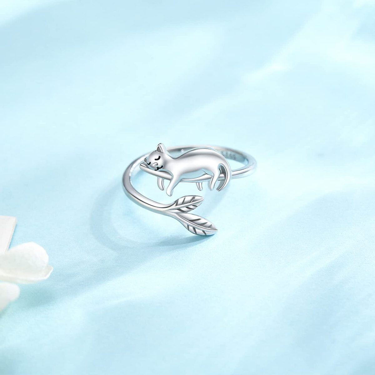 Sterling Silver Cat Open Ring-3