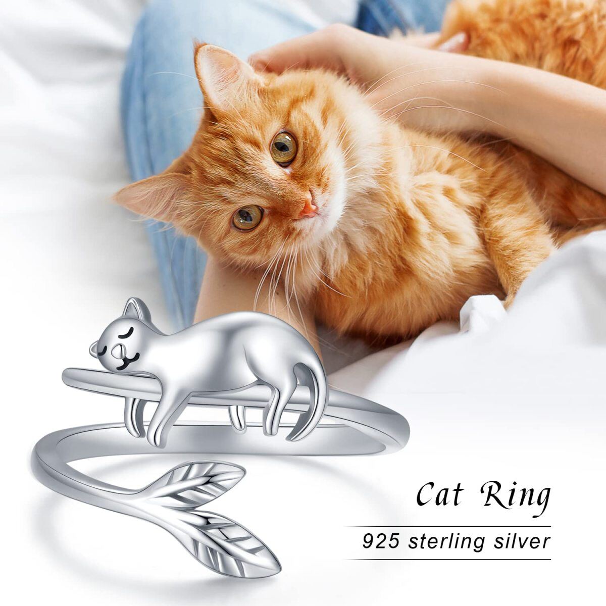 Sterling Silver Cat Open Ring-5