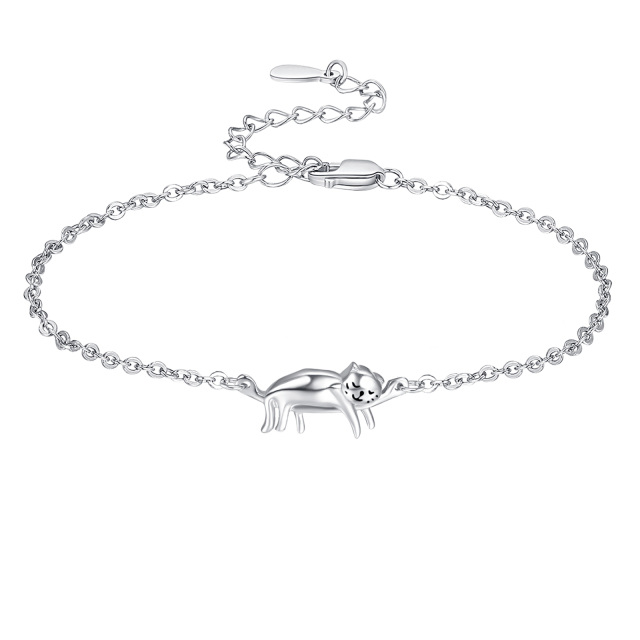 Sterling Silber Katze Anhänger Armband-1