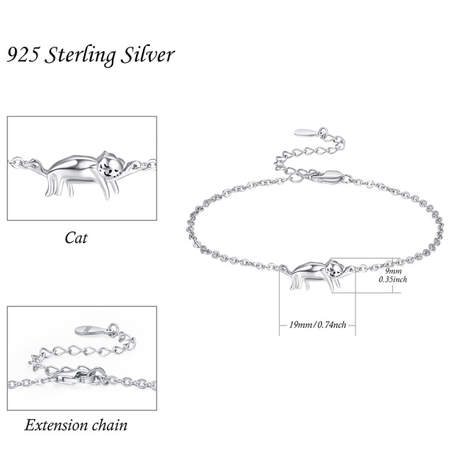 Sterling Silber Katze Anhänger Armband-5