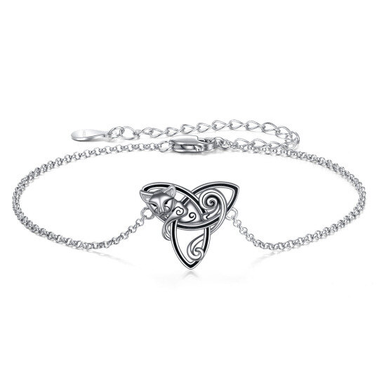 Sterling Silber Katze Anhänger Armband