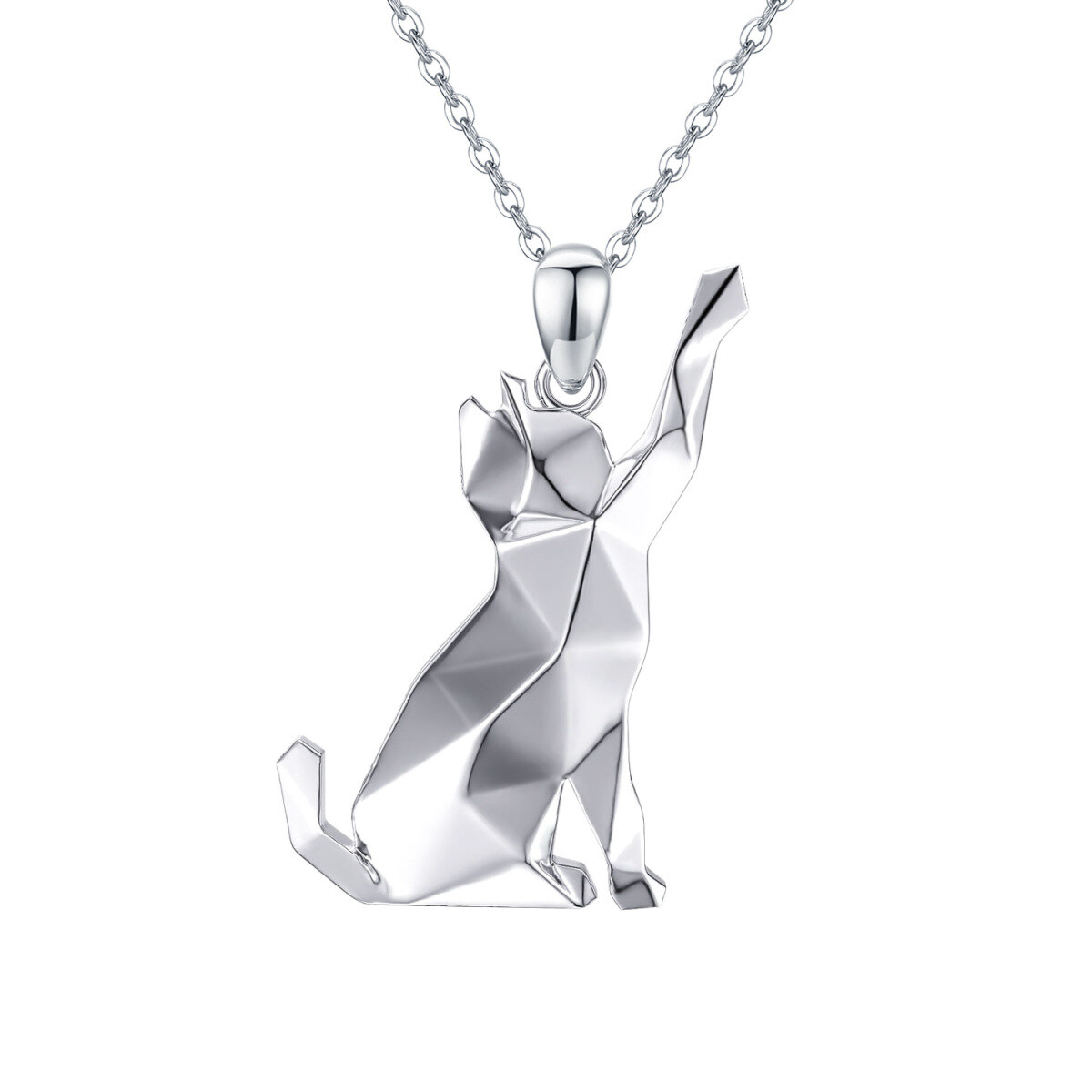 Sterling Silver Cat Pendant Necklace-1