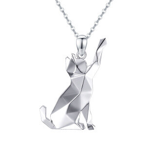 Sterling Silver Cat Pendant Necklace-49