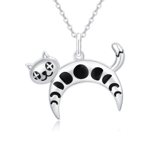 Collana con ciondolo a forma di gatto in argento sterling