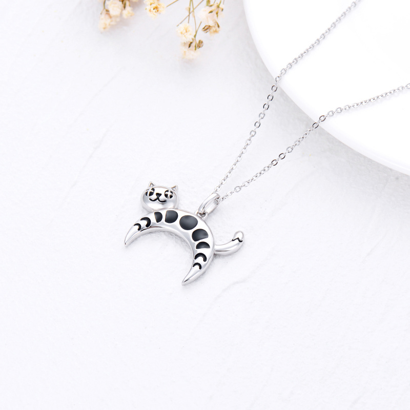 Sterling Silver Cat Pendant Necklace-4