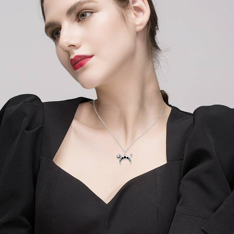 Sterling Silver Cat Pendant Necklace-5