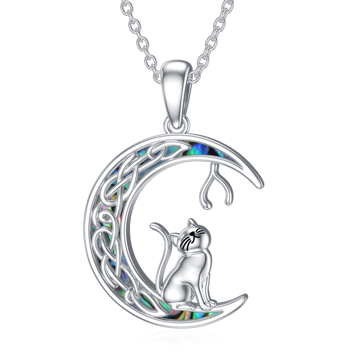 Collana con ciondolo a forma di gatto in argento sterling-1