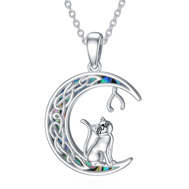Sterling Silver Cat Pendant Necklace-18