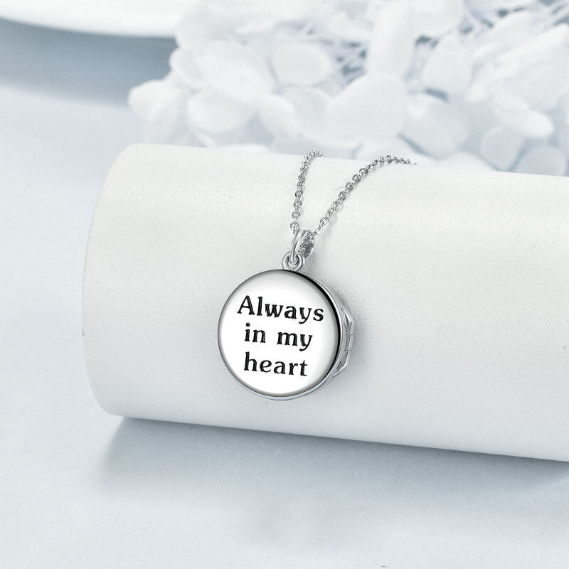 Sterling Silver Cat Personalized Photo Locket Necklace-3