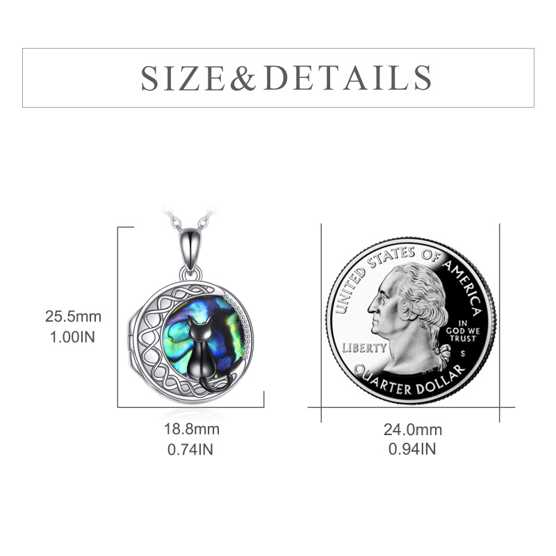Sterling Silver Cat Personalized Photo Locket Necklace-5