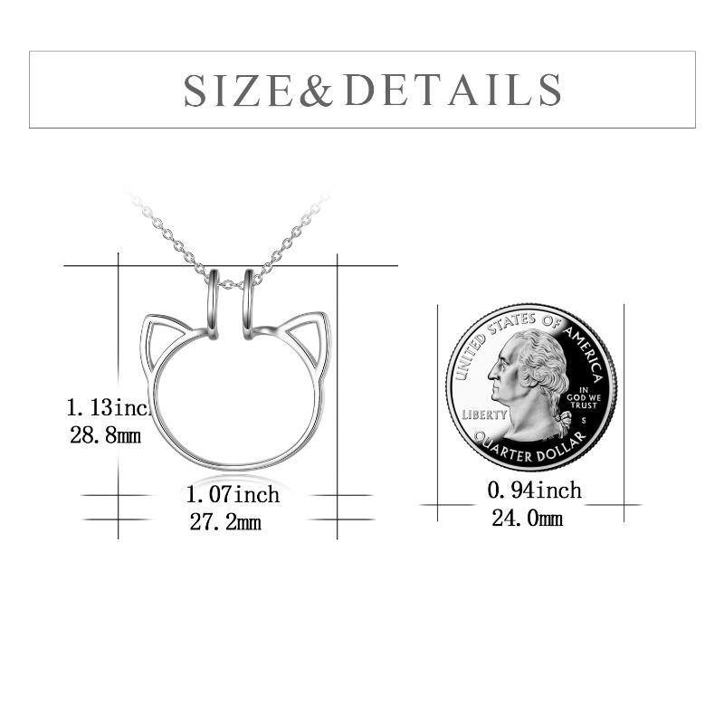 Collana con ciondolo porta-anello a forma di gatto in argento sterling-5