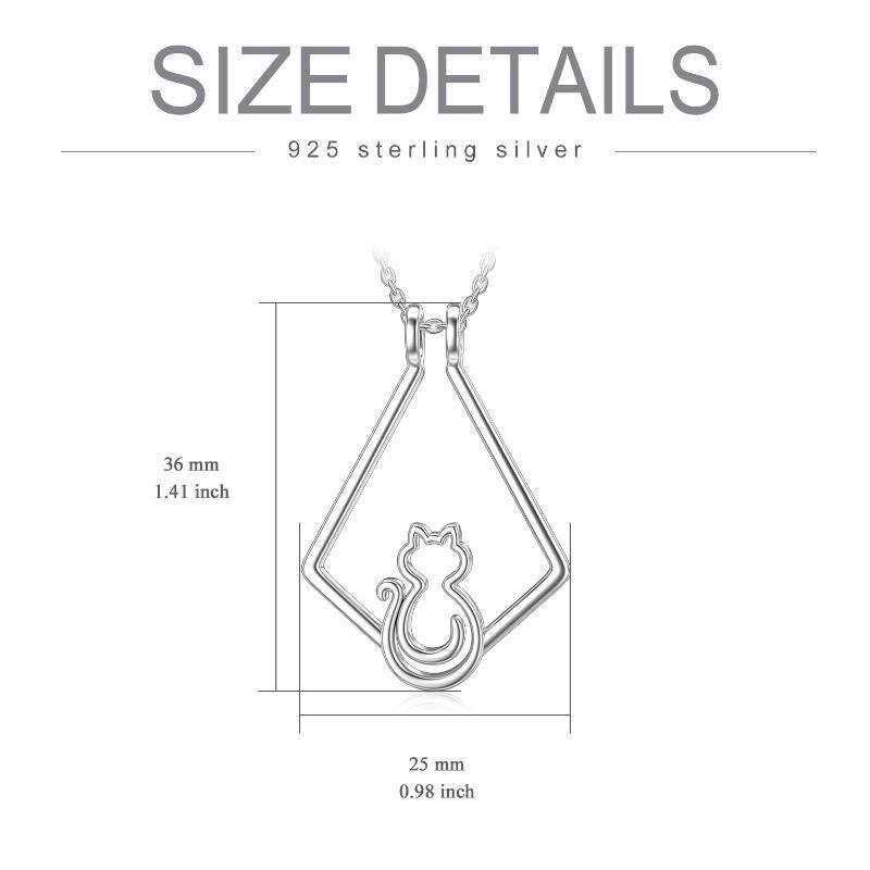 Collana con ciondolo in argento sterling con gatto e porta anelli-6