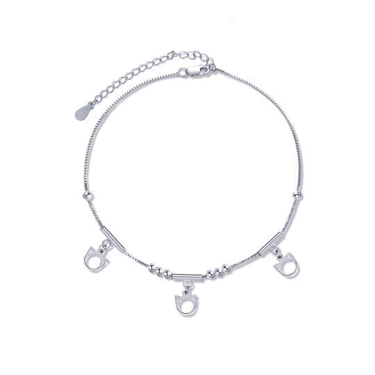 Bracelet de cheville en argent sterling avec chat