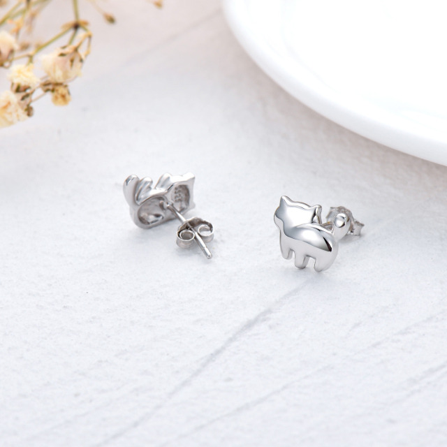 Boucles d'oreilles chat en argent sterling-5