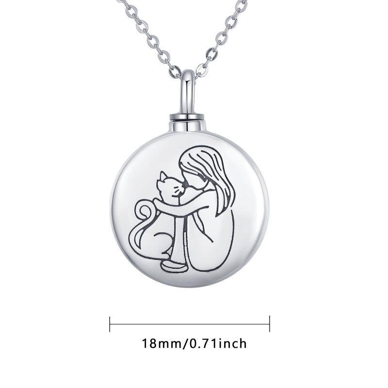 Sterling Silver Cat Urn Necklace for Ashes with Engraved Word-5