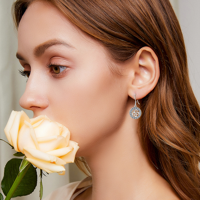 Brincos de gota de nó espiral celta de borboleta de prata esterlina-2