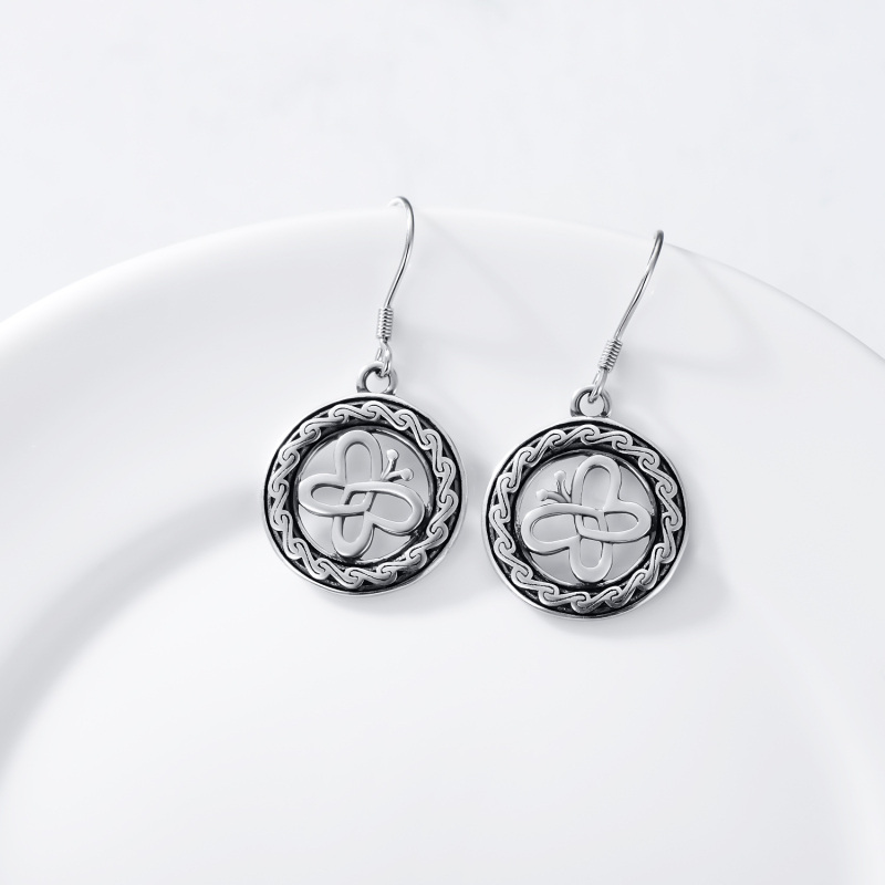 Brincos de gota de nó espiral celta de borboleta de prata esterlina-3