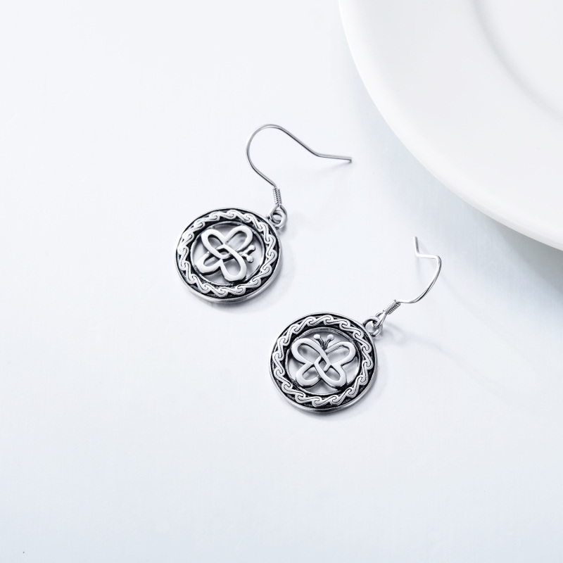 Brincos de gota de nó espiral celta de borboleta de prata esterlina-4