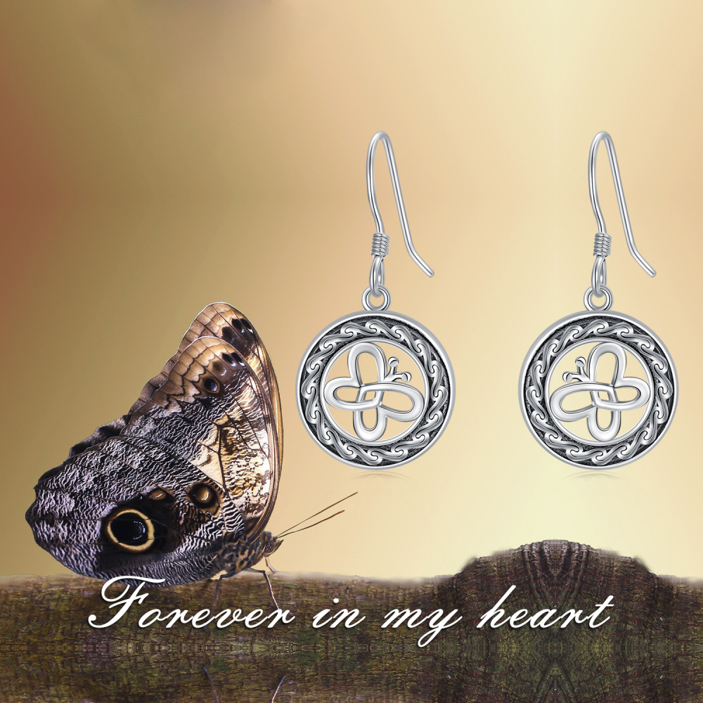 Pendientes colgantes con nudo celta en espiral y mariposa en plata de ley-6