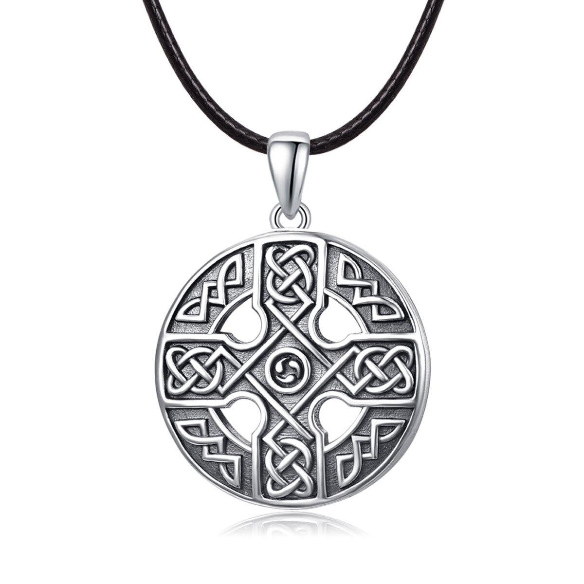 Plata de Ley Celtic Equal Arm CrossPendant Necklace-1