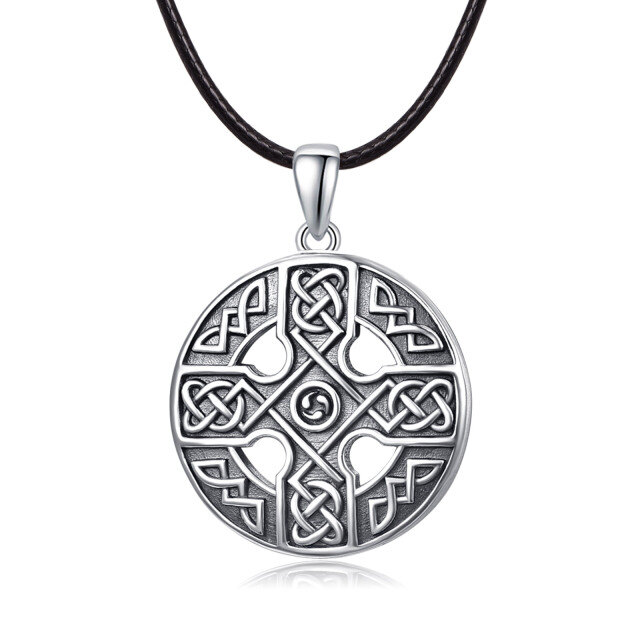 Collier pendentif croix celtique à bras égaux en argent sterling-1