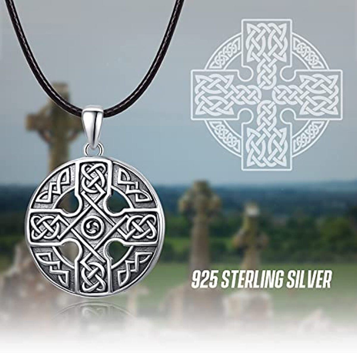 Collier pendentif croix celtique à bras égaux en argent sterling-6