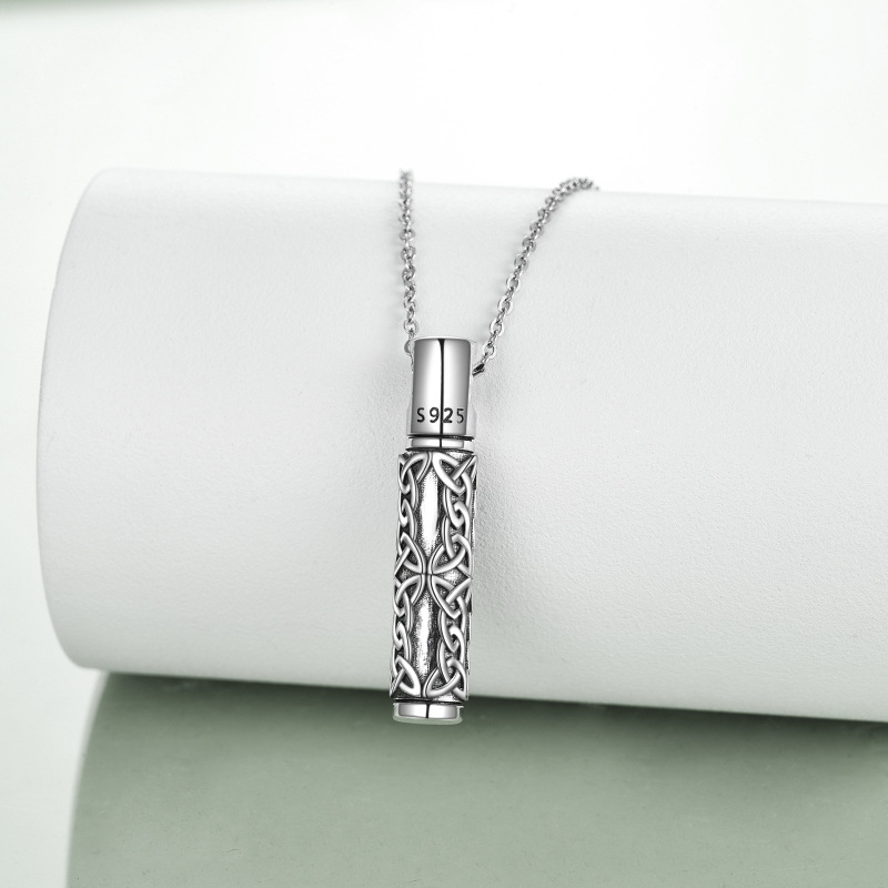 Sterling Silver Celtic Knot Bar Pendant Urn Necklace for Ashes-3