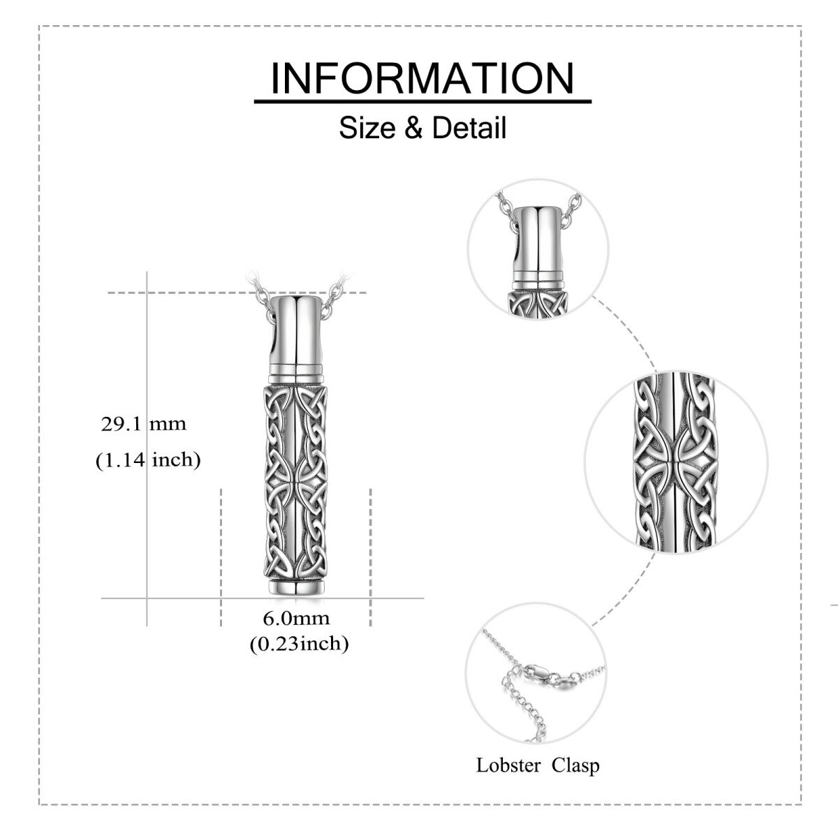 Collana d'argento con ciondolo a barra con nodo celtico per le ceneri-5