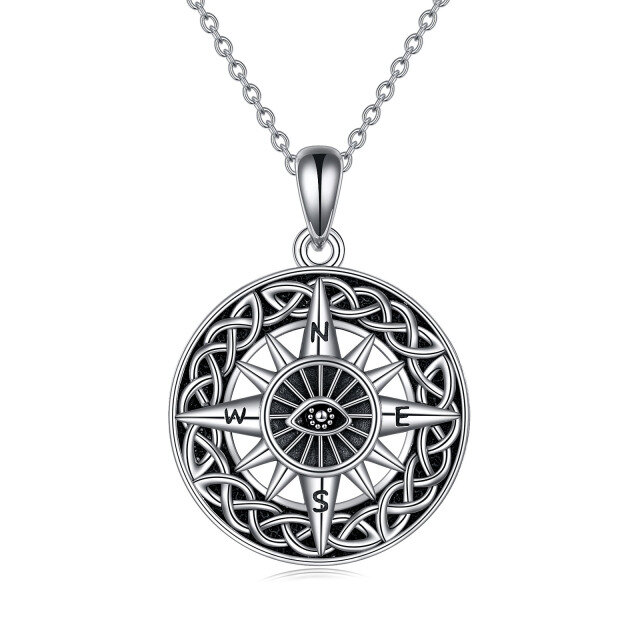 Collana con nodo celtico, bussola e ciondolo del malocchio in argento sterling-1