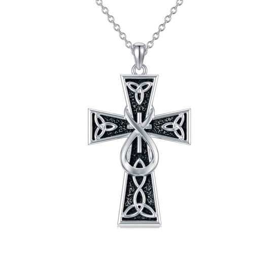 Collier d'urne pour cendres en argent sterling avec nœud celtique, croix et symbole de l'i