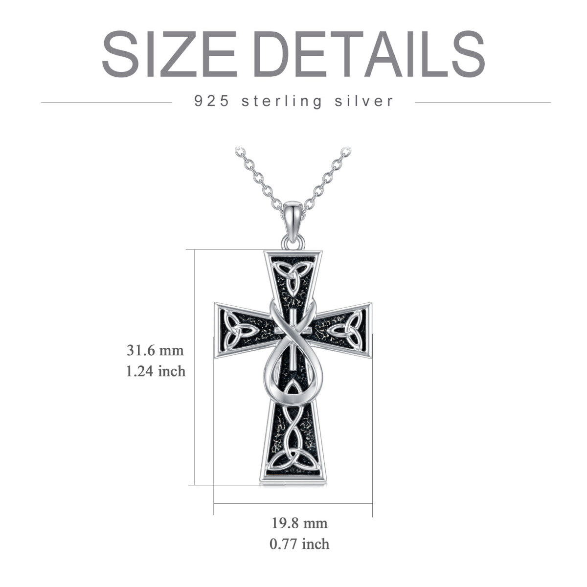 Sterling Silber keltischen Knoten & Kreuz & Infinity Symbol Urne Halskette für Asche-6