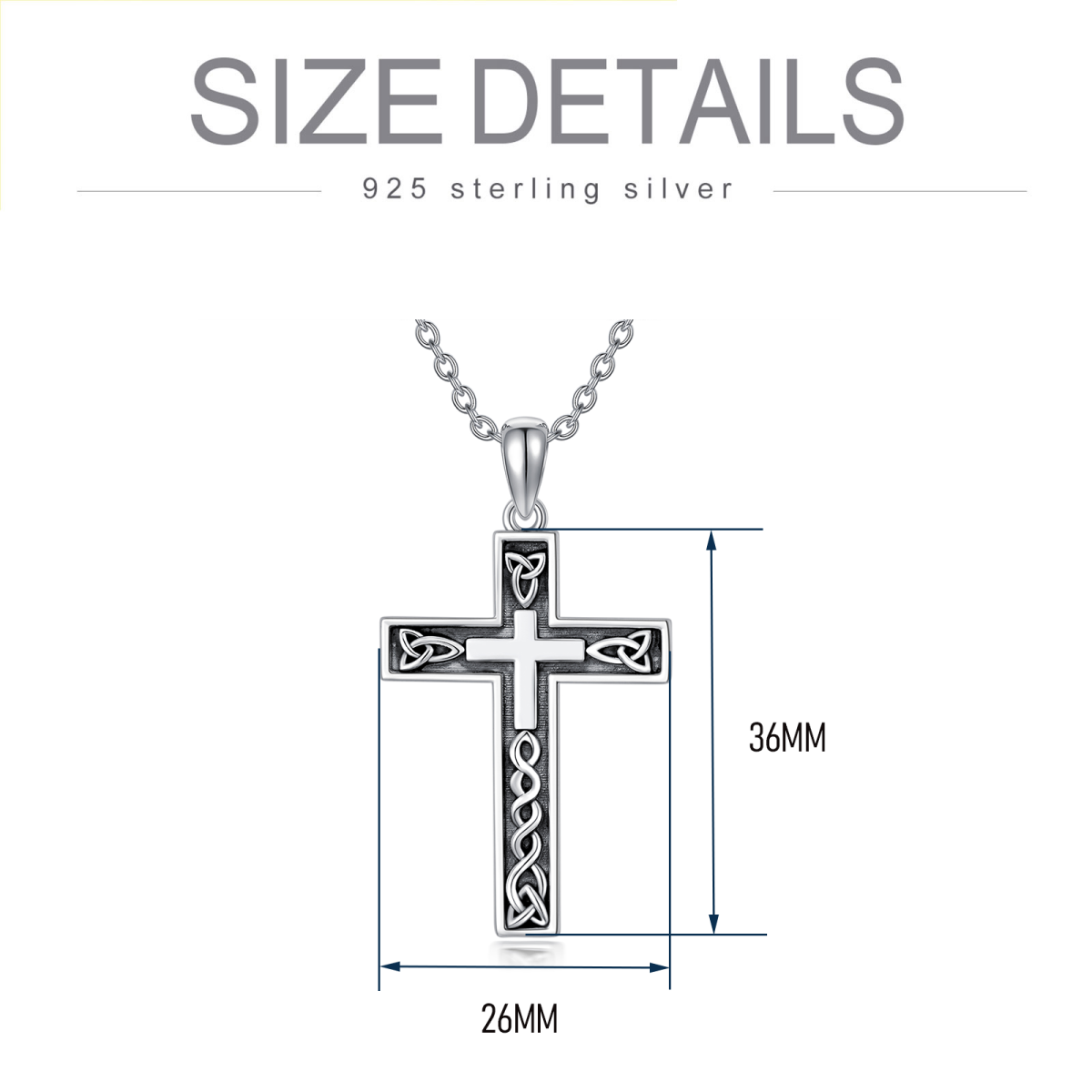 Sterling Silver Celtic Knot & Cross Pendant Necklace for Men-5