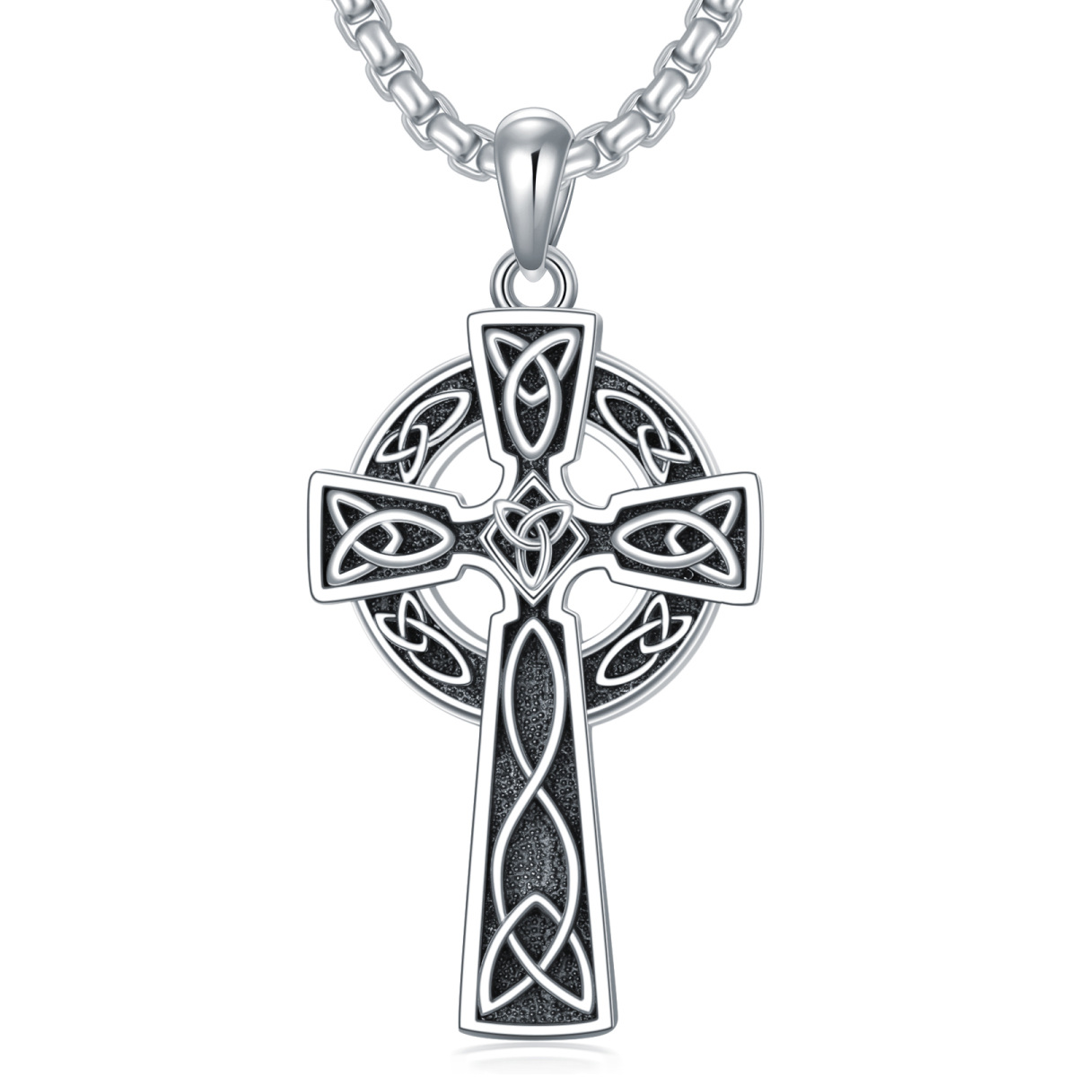 Collier avec pendentif en forme de croix celtique en argent sterling pour homme-1